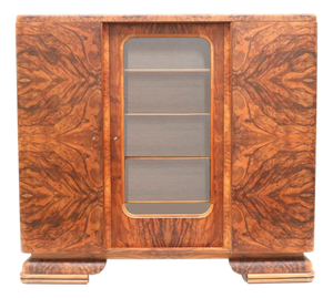 Large Vintage Art Deco Cabinet in Burl Walnut, 1930s