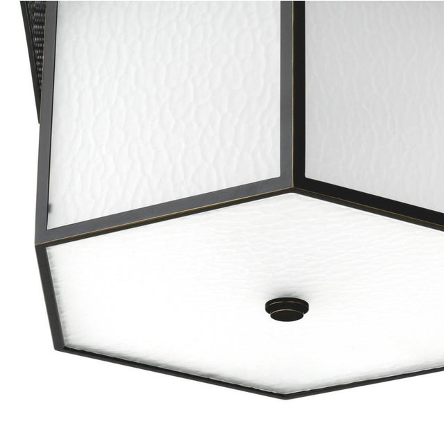 Chandelier in Metal with Bronze Finish and Frosted Glass For Sale - Image 6 of 10