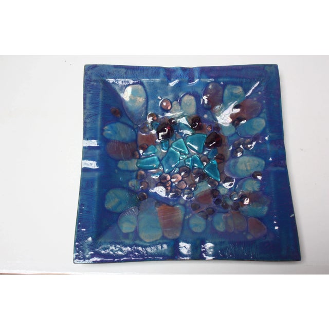 1960s Myrna Eaton Blue Enamel on Copper Dish For Sale - Image 13 of 13