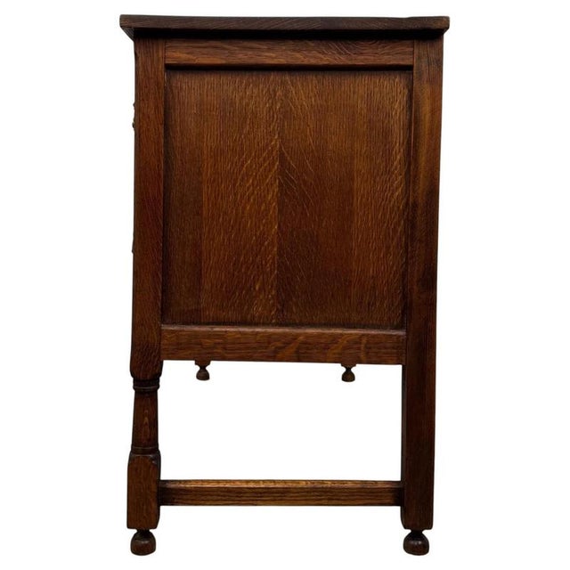 Antique English Edwardian Carved Oak Desk, 1910 For Sale - Image 11 of 12