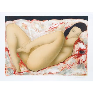 Reclining Nude, Alain Bonnefoit Lithograph For Sale