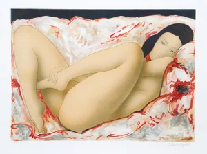 Reclining Nude, Alain Bonnefoit Lithograph