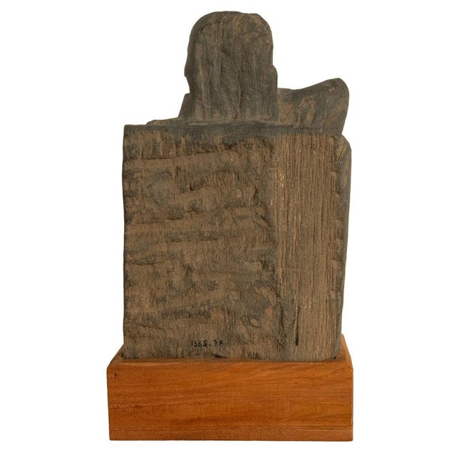 Charcoal Ancient Gandhara Buddhist Carved Schist Statue of Atlas Kushan Empire 300 Ad For Sale - Image 8 of 15