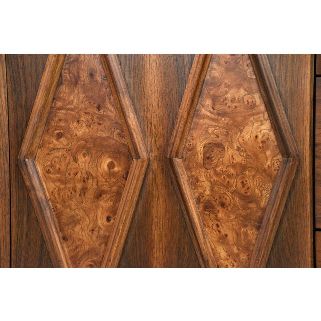 1960s Refinished Walnut and Burl Dresser Chest by Young For Sale - Image 10 of 13