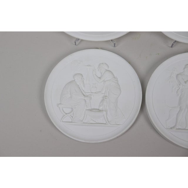 Early 20th Century Early 20th Century Set of Four Royal Copenhagen Neoclassical Biscuit Porcelain Wall Relief Plaques For Sale - Image 5 of 8