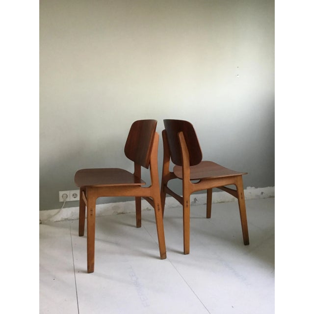 Set of Mid-Century Danish Teak and Oak Model 155 Shell Chairs by Børge Mogensen for Søborg, in Very Good conditions....