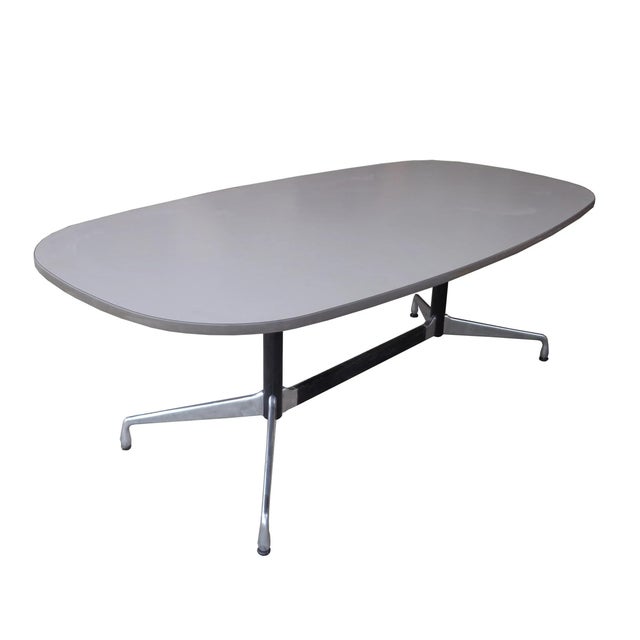 Mid-Century Modern Herman Miller Eames Racetrack Light Grey Conference Table For Sale - Image 3 of 7