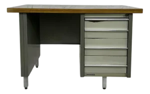 Industrial Desk in Metal and Wood, 1950s