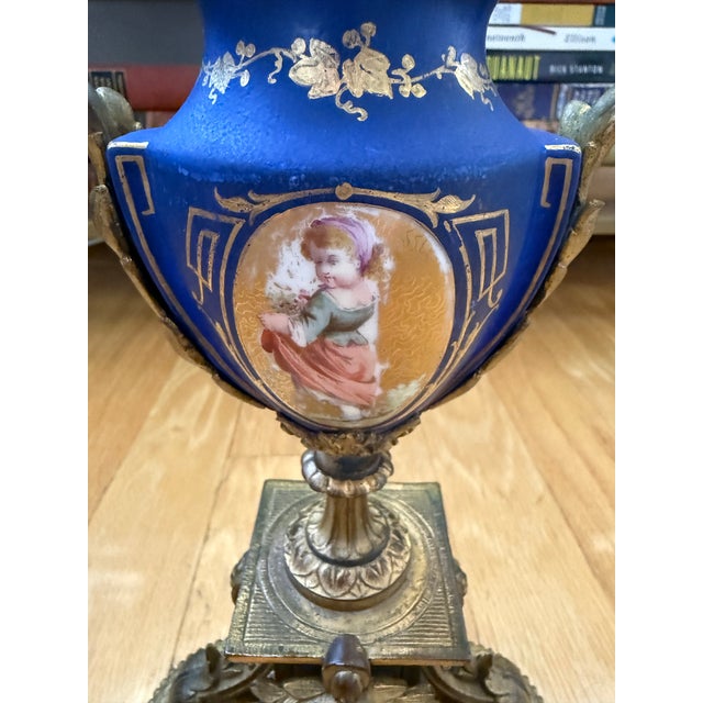 Antique 19th Century French Style Sevres Porcelain Gilt Brass Decorative Piece For Sale - Image 4 of 12