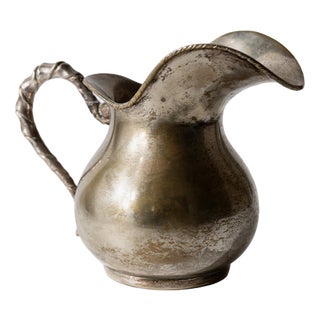 Vintage Hammered Silver Plated Creamer with Twisted Handle by Calegaro Padua, 1920s For Sale