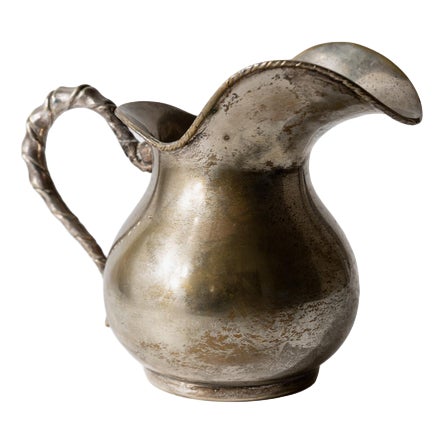 Vintage Hammered Silver Plated Creamer with Twisted Handle by Calegaro Padua, 1920s For Sale