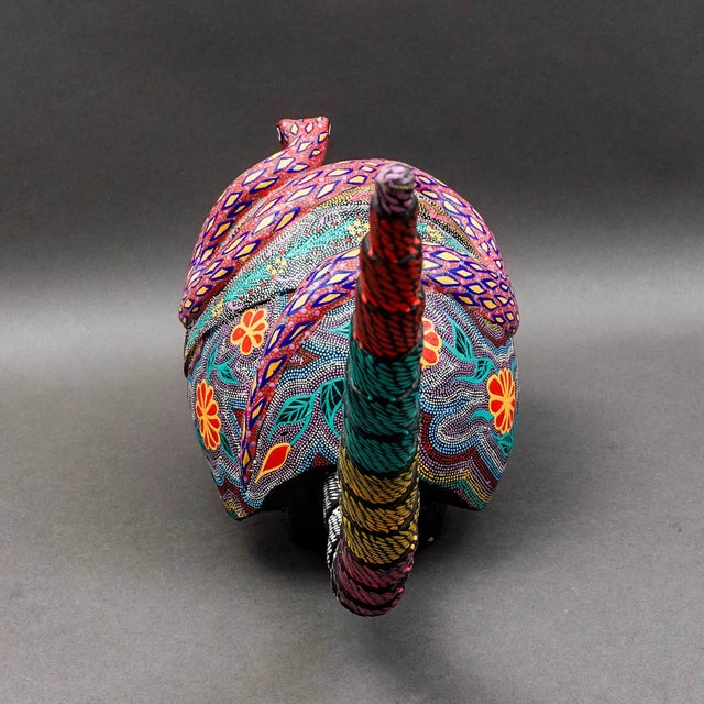 Mid 20th Century Mid 20th Century Oaxacan Wood Carved Painted Armadillo Snake Alebrije Mexican Art Sculpture 21.5" For Sale - Image 5 of 8