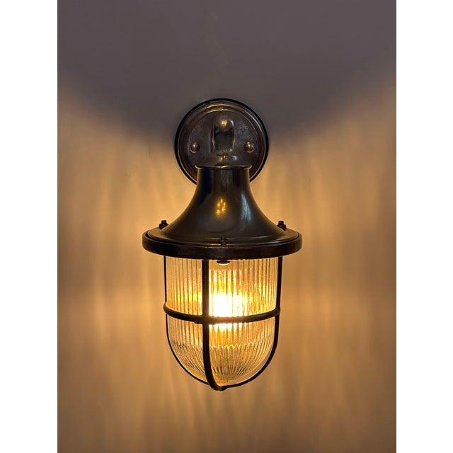 Not Yet Made - Made To Order Paradise Brass Nautical Outdoor Wall Sconce – Vintage Marine Light, Handmade For Sale - Image 5 of 7