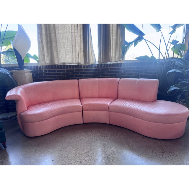 Textile Post Modern Three Piece Peach Sectional by 'Carson's' For Sale - Image 7 of 11