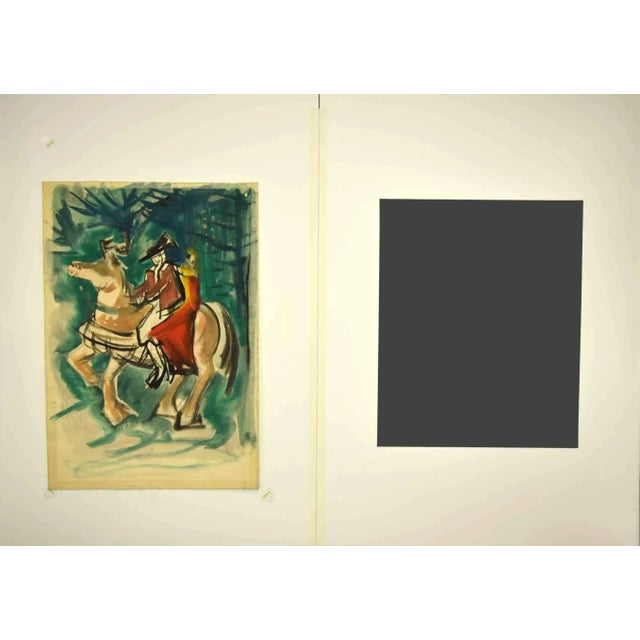 Knight and Girl is an original painting realized by an anonymous artist in the 1950s. Painting in tempera, watercolor, and...
