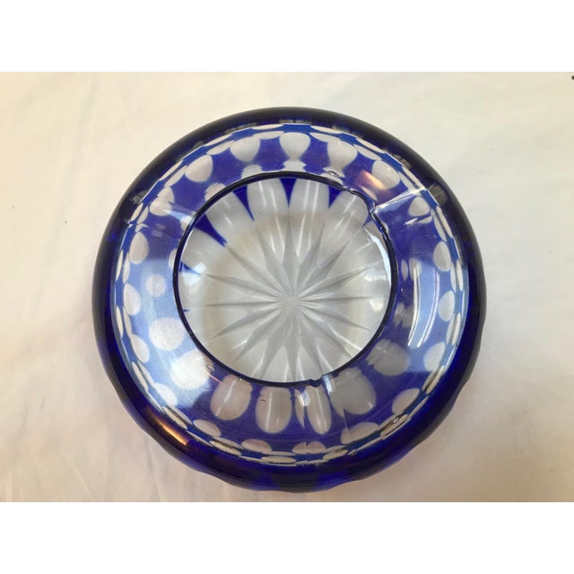 Bavaria Germany Cobalt Blue Crystal Ashtray For Sale - Image 4 of 5