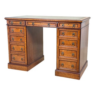 Small English Birdseye Maple Pedestal Desk, 1840 For Sale