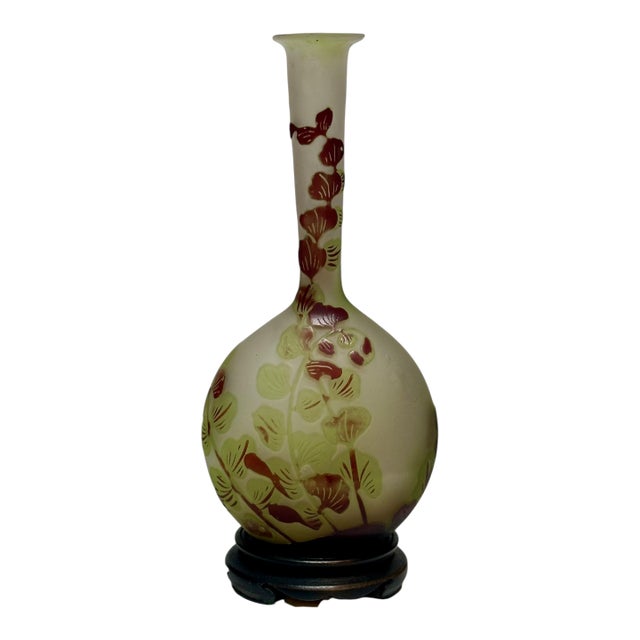 Antique Art Nouveau Galle Cameo Glass Vase For Sale