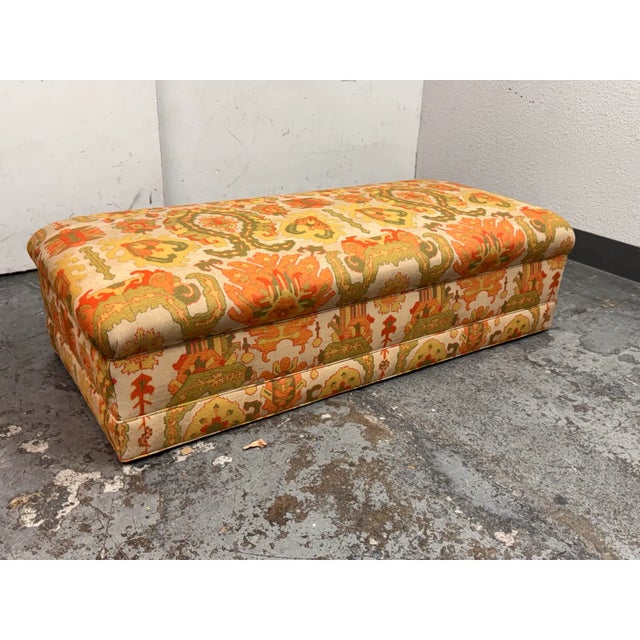Contemporary Patricia Edwards for Partridge Bespoke Upholstered Ottoman + Casters For Sale - Image 3 of 12