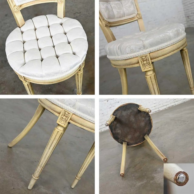 Hollywood Regency Louis XVI Style Vintage White Dressing or Accent Chair Attributed to Prince Howard For Sale - Image 12 of 13