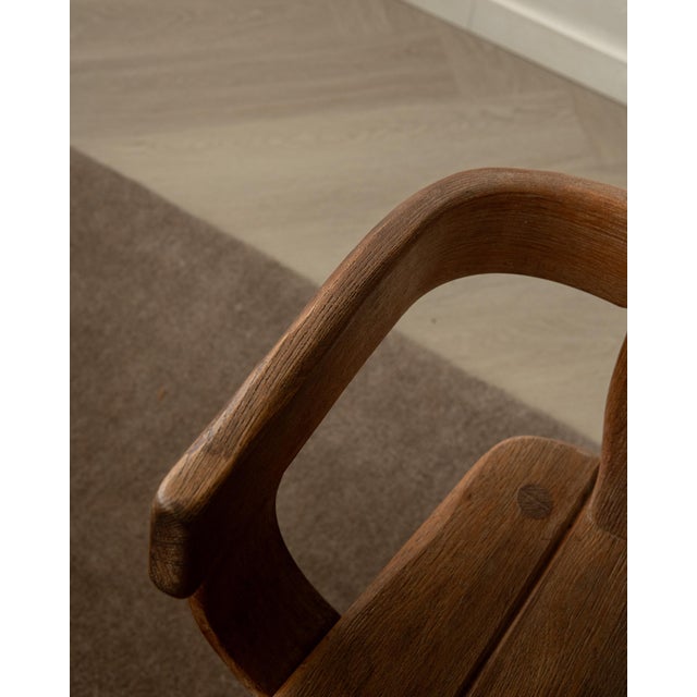 Brutalist Oak Armchair with Sculptural High Back by De Puydt, 1960s For Sale - Image 12 of 18