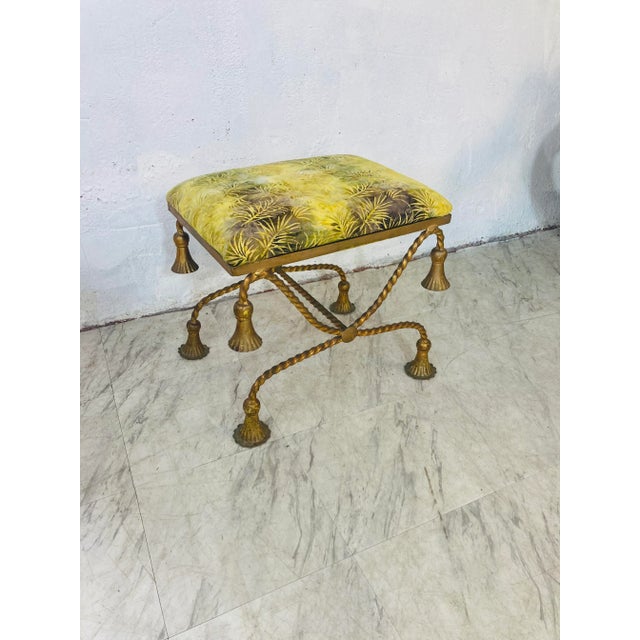 Vintage Italian Gold Tassel Stool For Sale In Charleston - Image 6 of 8