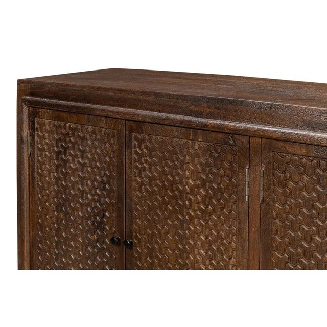 Wood Rustic Carved Sideboard For Sale - Image 7 of 11