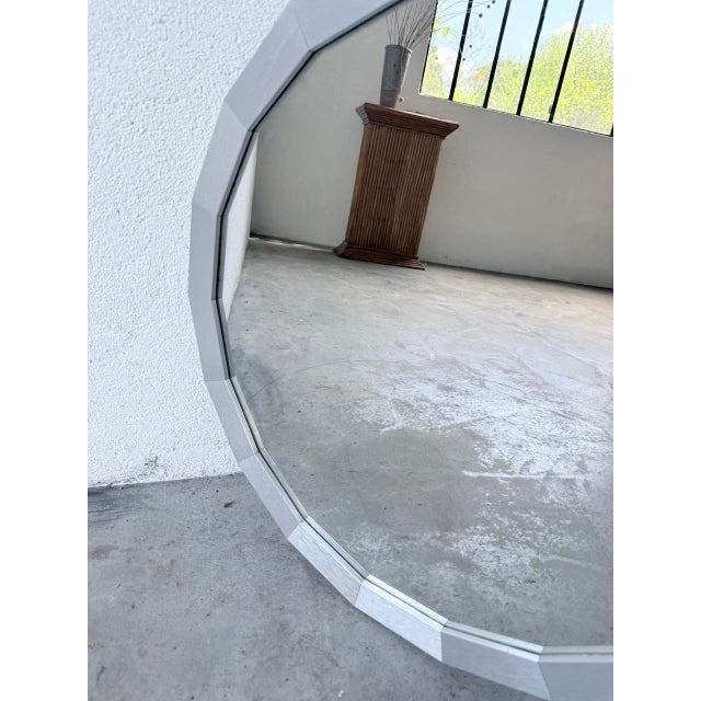 Hexagonal Brushed Metal Mirror, 1970s For Sale - Image 18 of 18