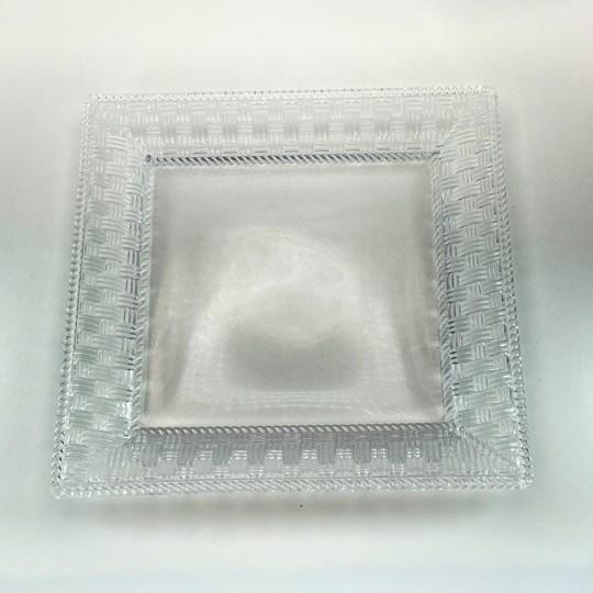 Tiffany and Co. Vintage Tiffany & Co Woven Basket Weave Square Crystal Platter / Dish For Sale - Image 4 of 16