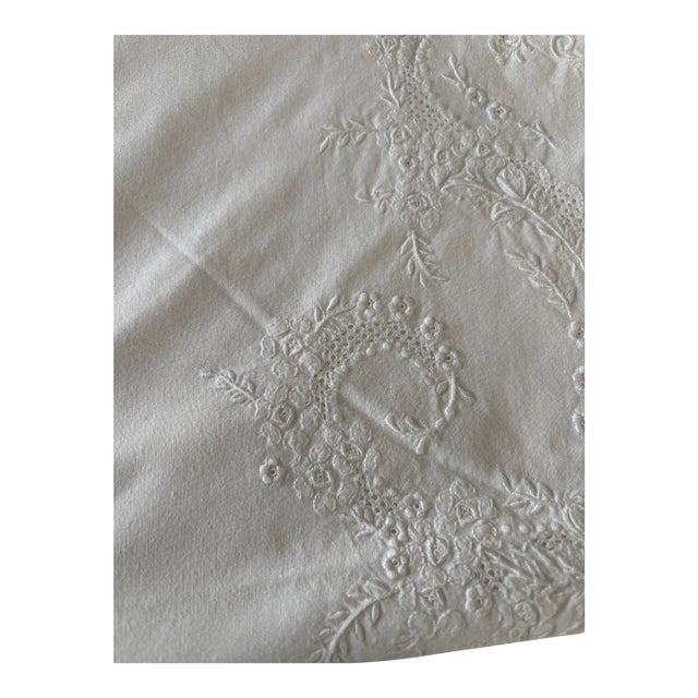 Antique Hand – Stitched Linen Sheet – Full/Double – European, Late 1800s – Early 1900s. For Sale
