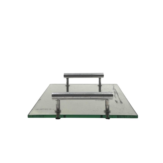 Silver Modernist Mirrored Tray, France 1960 For Sale - Image 8 of 12