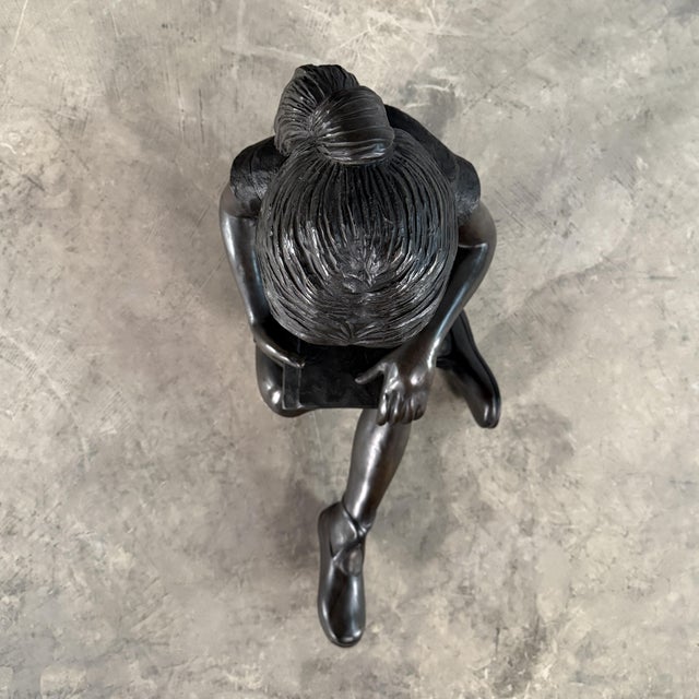 Seated Bronze Girl Reading Sculpture – 21" H, Child With Book For Sale - Image 11 of 12