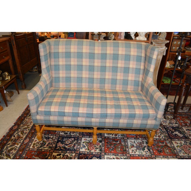 Great little versatile settee by North Hickory Furniture. Nice high back. Comfortable seating. Could be used in many areas...