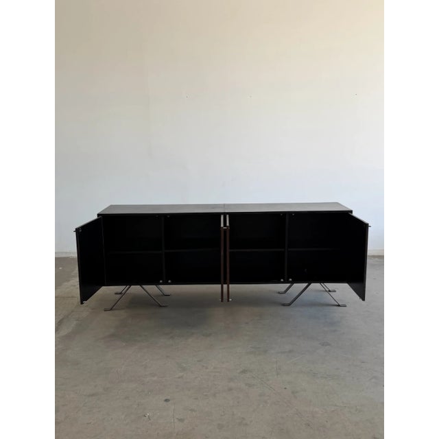 Wood 1970s Leather Wrapped Rosewood Credenza For Sale - Image 7 of 18
