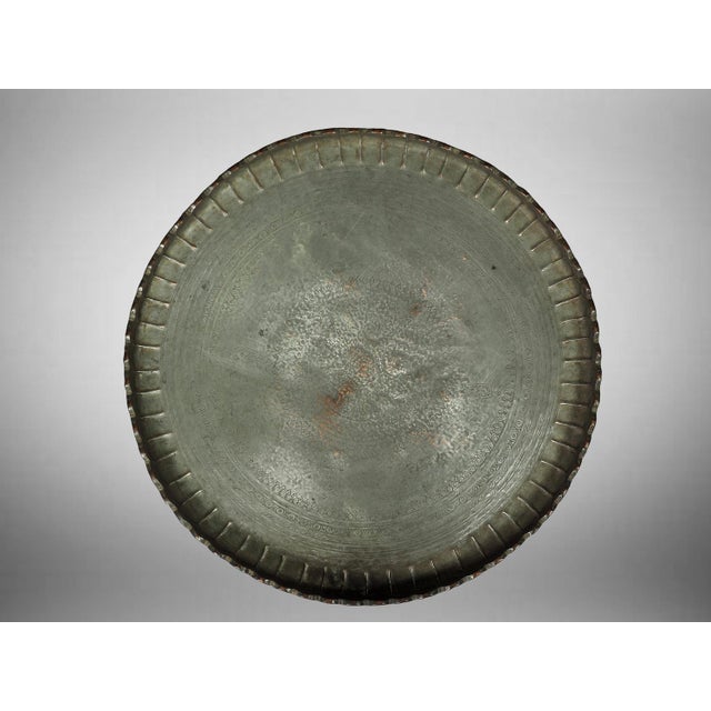 Oriental Islamic Engraved Copper Table Tray, 1930s For Sale - Image 10 of 18