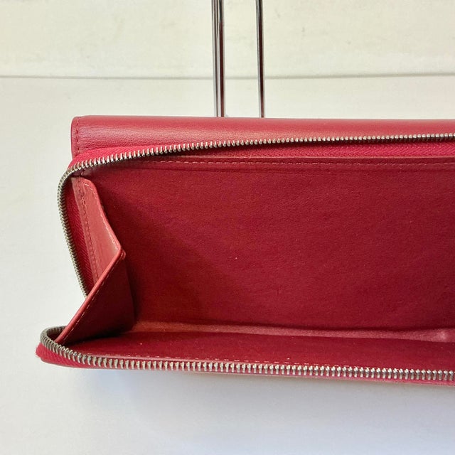 1996 Vintage Boho Chic Coach Red Leather Tri-Fold Checkbook, Cards & Coins Wallet For Sale - Image 11 of 12
