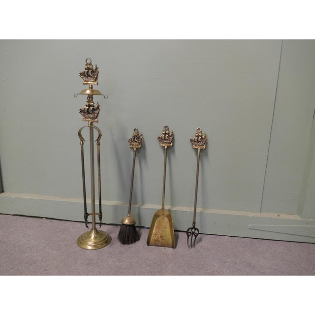 Brass Fireside Companions, 1930s, Set of 5 For Sale - Image 3 of 8