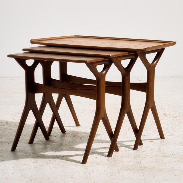 Teak Nesting Tables by Johannes Andersen for CFC Silkeborg, 1960s, Set of 3 For Sale - Image 14 of 14