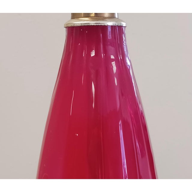 Mid 20th Century Mid Century Large Bullet Blown Glass Murano Style Table Lamp For Sale - Image 5 of 9