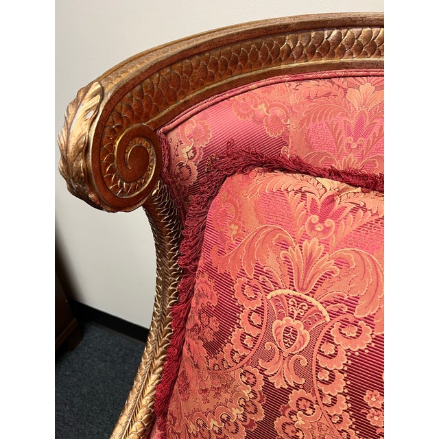2000 - 2009 Erwin Lambeth French Empire Style Carved Giltwood Bergere Chair For Sale - Image 5 of 12