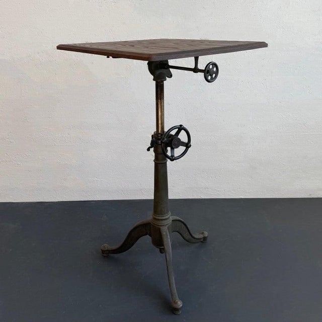 Antique Industrial Adjustable Cast Iron Drawing Easel Table For Sale In New York - Image 6 of 12
