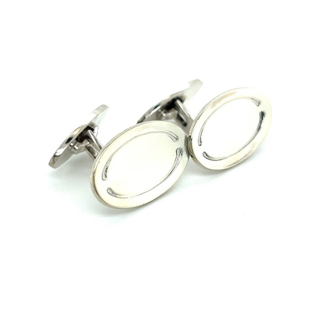 1990s Pair of Georg Jensen Estate Mens Cufflinks Sterling Silver For Sale In New York - Image 6 of 7