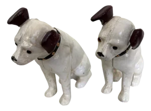 Vintage Cast Iron HMV Nipper Dog Childrens Money Boxes, Set of 2