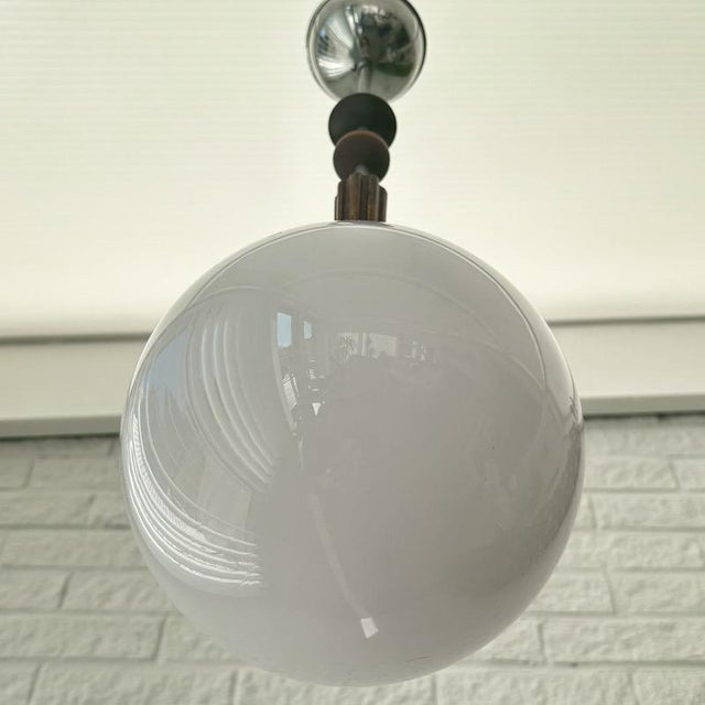 1930s Art Deco Pendant Lamp in Opal Glass and Birch, Sweden, 1930s For Sale - Image 5 of 11