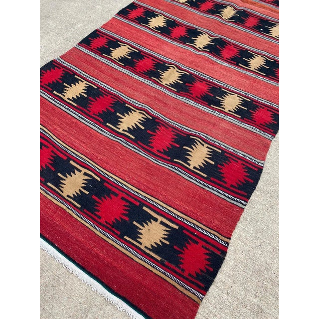 Tribal Turkish Tribal Vintage Evil Eye Pattern Boho Kilim Rug For Sale - Image 3 of 9