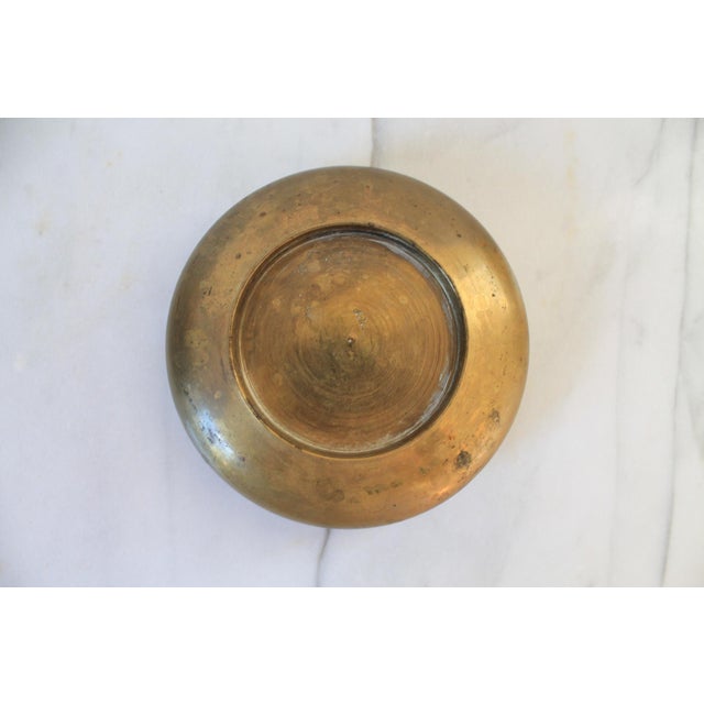 Farmhouse Vintage Etched Brass Flower Frog For Sale - Image 3 of 7