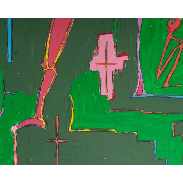 1980s 1980s Signed Abstract Mixed Media Painting by Harry Hilson For Sale - Image 5 of 9