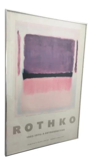 Vintage "Rothko 1903-1970 Retrospective" Silver Finish Metal Framed Exhibition Poster, 1949