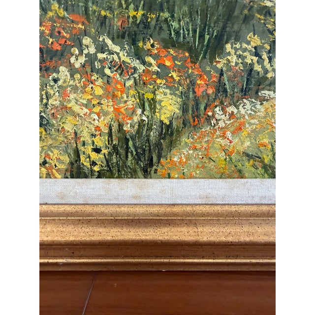 Green Mid 20th Century Constance Sullivan Signed Impressionist Wildflower Landscape Oil Painting, Maryland For Sale - Image 8 of 8