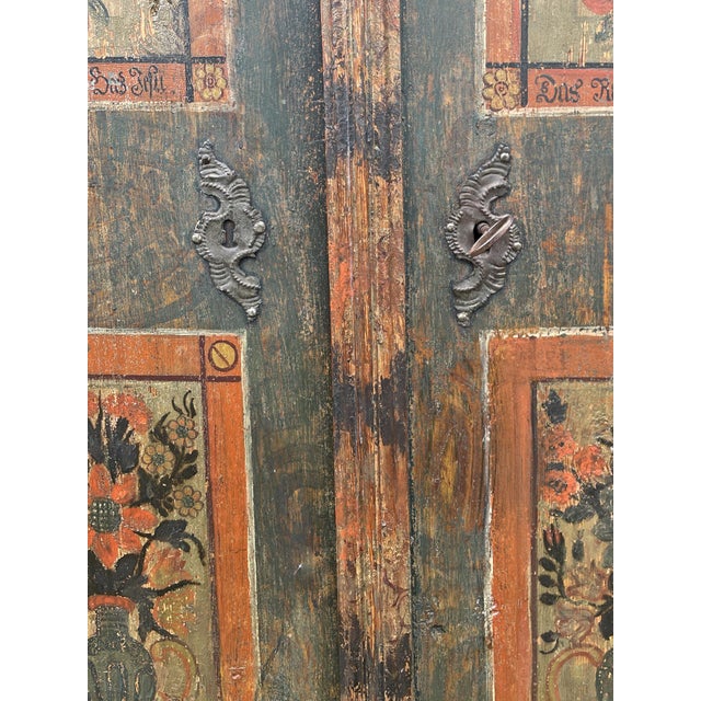 Green Floral Painted Cupboard, 1830s For Sale - Image 16 of 18